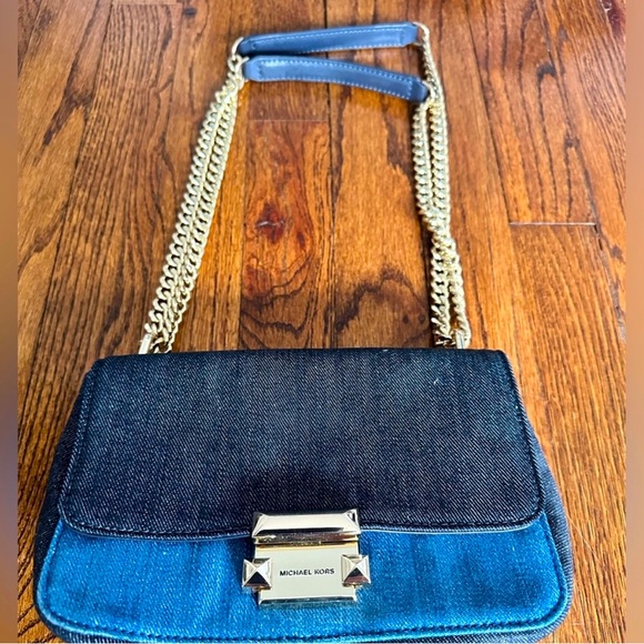 Michael Kors Sloan Denim Chain Shoulder Bag - Picture 1 of 15